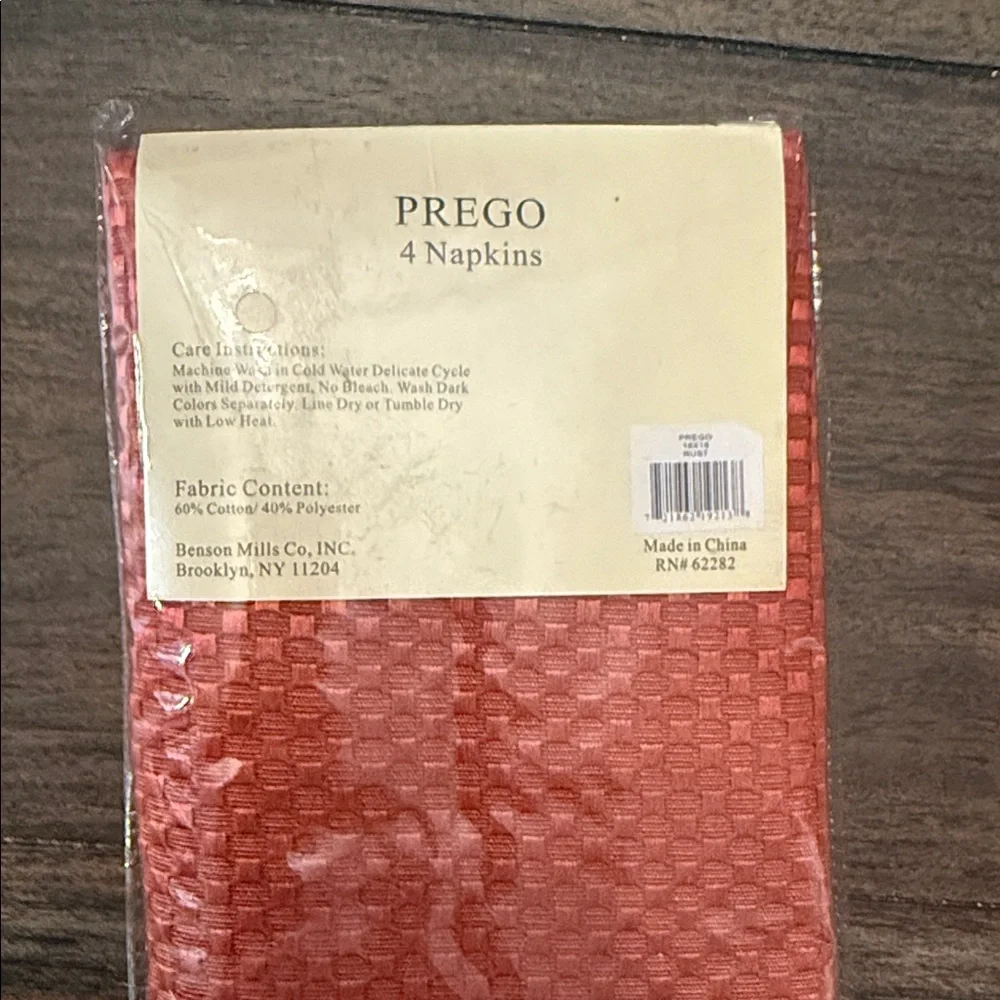 Damask Napkins~Prego~18x18 Orange Rust~Set of 4